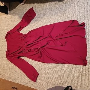 Red long sleeve holiday dress stretch M #190 NWOT
